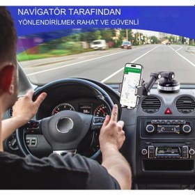 Resim Büyük Vantuzlu 360 Derce Merkezi Ayarlanabilir Araç İçi Telefon 