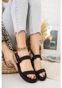 Resim Fox Shoes Siyah Halat Ipli Hasır Kadın Sandalet K596012104 