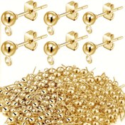 Resim 120 adet Toplu Küpe Çivisi Seti - Her Boyut için 4mm, 5mm ve 6mm Yuvarlak Top Postlar (Her Boyuttan 20 Adet) ile Asma Delikleri, DIY Tutkunları ve Takı Yapıcıları için 60 Arka Kısım 