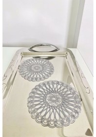 Resim 6 Adet Français Modern Gri Bardak Altlığı & Kokteyl Peçetesi Gri 