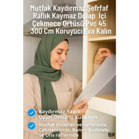 Resim MiraLive Kaydırmaz Şeffaf Raflık Örtüsü 45X300 cm Dolap Içi, Çekmece ve Buzdolabı Koruyucu Eva Pvc 
