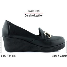 Resim Erkan Saçmacı Hayley Siyah Hakiki Deri Tokalı Yuvarlak Burun Dolgu Topuklu Günlük Ayakkabı Siyah 