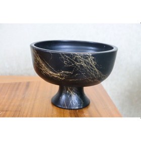 Resim Bitki Tasarımı Ev Dekorasyon Siyah Üzeri Gold Mermer Efektli Kendinden Ayaklı Aranjmanlık Sunumluk Bonzai Terakota Toprak Saksı Kare Büyük 