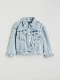 Resim LC Waikiki NEVAVM Farkıyla LCW Kids Mavi Gömlek Yaka Kız Çocuk Jean Ceket - S6CS86Z1-V2T 