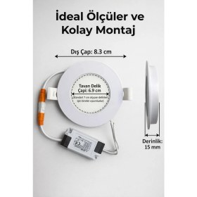 Resim Cata CT-5144 3’lü Set Ultra Slim LED Panel 3W 170 Lm 6400K Soğuk Beyaz 160° - 7 cm Uyumlu Spot (3 Adet) 