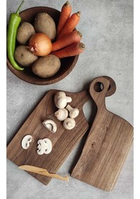 Resim İkili Kesme Tahtası, Ahşap Kesme Tahtası, Sunum Tahtası, Ceviz Ağacı Kesme Ve Sunum Tahtası Ahşap 