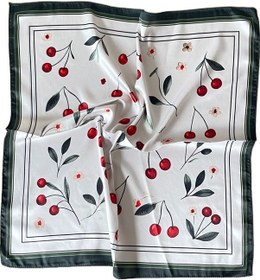 Resim 2 Li Saten Bandana Seti Saten Fular Saten Çanta Aksesuarı Özel Desen Bandana 45x50 Cm Gri - Siyah 