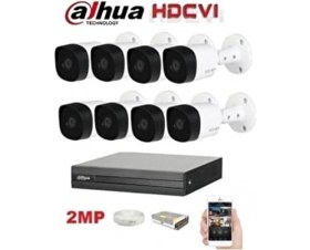 Resim Dahua 8 Kameralı 2MP 1080P Güvenlik Sistemi Gece Görüş Özelliği ile Full Set 
