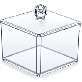 Resim Şeffaf Kare Pamukluk Ve Kulak Çubuğu Kutusu Organizer 