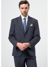 Resim İmza Koyu Lacivert Kendinden Desenli Bez Ayağı Mono Yaka Tam Astar Çift Yırtmaç 2 Düğme 4 Drop Comfort Fit Classic Takım Elbise 1001245168 Koyu Lacivert 