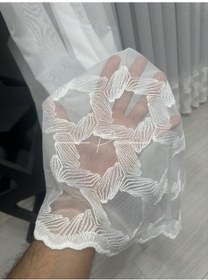 Resim Tül Perde Etek İşleme Hexagon Desen 127565 Ekru 