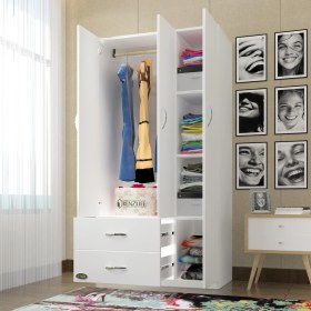 Resim Kenzlife gardırop 3 kapılı 2 çekmeceli fesleğen 180*120*52 byz XLARGE kapaklı gardolap dolap 