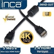 Resim 5 m 1.4 V 3D Altın Uçlu HDMI Poşetli Kablo Inca