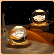 Resim 1 adet 3D Gece Lambası, Kristal Cam Top Lamba, Samanyolu, Güneş Sistemi, Jüpiter, Ferris Wheel Kristal Top Gece Lambası Ahşap Tabanlı Yanıbaşında Sevgililer Günü Hediyesi 