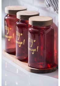 Resim Acar Pierre Akasya Kapaklı Kavanoz Seti - 19 Cm Kırmızı 