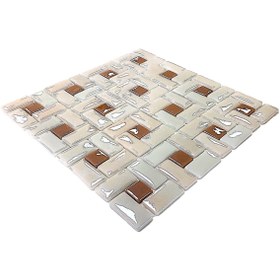 Resim MozaiKristaL Tüm yüzeyler için 25x50mm P.Krem-A. Kahve, 31.5x31.5cm. Fileli Cam Mozaik. (10 File=1 m2 Fiyatı) 
