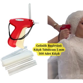 Resim SEVDİK Türban Gelinlik Kuaför Başörtüsü Kılçık Tabancası ve 5 Şerit Kılçık (500 Adet) 