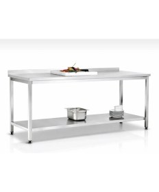 Resim Krom Çalışma Tezgahı Alt Tablalı , Paslanmaz , Çelik 