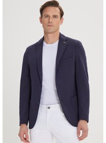 Resim AC&Co / Altınyıldız Classics Erkek Lacivert Slim Fit Dar Kesim Mono Yaka Casual Ceket 4A0422100018LAC586N Lacivert 