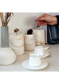 Resim Akayev Mermer Beyaz Ginkgo 3'lü Baharatlık Beyaz 