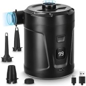 Resim Dashanshop Siyah Taşınabilir Kablosuz Hava Pompası Kamp Ve Açık Hava Kullanımı 5200mah Şarjlı Batarya Şişirme Pompası 