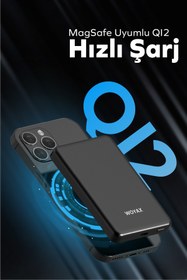 Resim woyax Magsafe Powerbank 5000 mAh QI2 20W Hızlı Taşınabilir Şarj Cihazı Batarya Iphone 11 12 13 14 15 16 17 