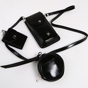 Resim Fabrika Siyah Kadın 10x18x2,5 cm Telefon Çantası SHINY-VEVEY 