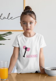 Resim Kio Tasarım Blackpink K-pop Grup Serisi 9. Baskılı Çocuk Beyaz Unisex %100 Pamuk T-shirt 