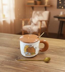 Resim Çalışkan Capybara Temalı Seramik Kupa 