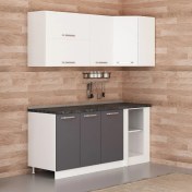 Resim Minar 185CM Köşe Mutfak Dolabı - Beyaz/antrasit K185-A3 