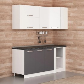 Resim Minar 185CM Köşe Mutfak Dolabı - Beyaz/antrasit K185-A3 