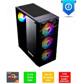 Resim Suncom Gaming SG1-142 Ryzen 5 5500 16GB 500GB SSD 8gb RTX4060 Dos Masaüstü Pc 