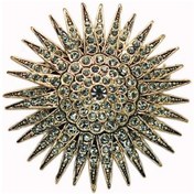 Resim Güneş Swarovski Taşlı Elmas Montür Yaka İğnesi Broş Altın 