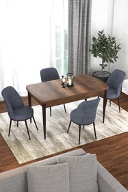 Resim Canisa Concept Kor Serisi 70x114 Açılabilir Mutfak Masası Takımı Barok Desen Masa 4 Füme Sandalye 