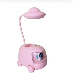 Resim abnturk Pembe Renk Astronot Uzay Araçlı Kalemlikli 4 Modlu Led Işıklı Şarjlı Çocuk Masa Lambası 