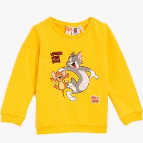 Resim Erkek Bebek Pamuklu Tom&Jerry Lisanslı Baskılı Bisiklet Yaka Sweatshirt 