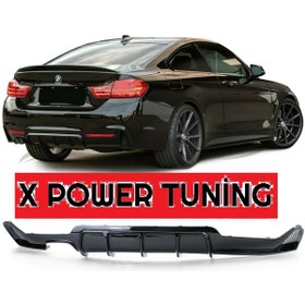 Resim Bmw F32 2014-2019 Parlak Siyah Soldan Çift Çıkış Arka Difüzör 