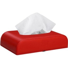 Resim Suntek Otomatik Pu Deri Kağıt Havlu Kılıfı Doku Kutusu Ev Ofis Için Kağıt Depolama Kırmızı 