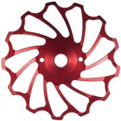 Resim 7075 Alüminyum Bisiklet Arka Vites Kolu Tekerleği 13 Dişli Seramik Yataklı Kırmızı 2 Adet Seti 