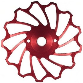 Resim 7075 Alüminyum Bisiklet Arka Vites Kolu Tekerleği 13 Dişli Seramik Yataklı Kırmızı 2 Adet Seti 