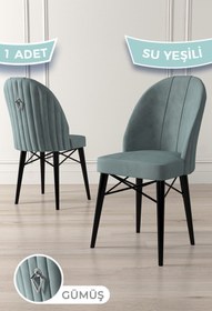 Resim Canisa Ritim Serisi 1 Adet Su Yeşili Sandalye 1.sınıf Babyface Ithal Kumaş Siyah Gürgen Ayak Gümüş Halkalı 