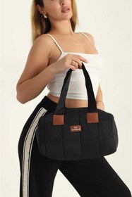 Resim Efe Kapitone Kumaş Fermuarlı Kadın El Kol Ve Omuz Spor Gündelik Çanta En 31 Boy 17 Derinlik 15 Cm 