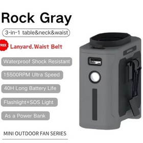 Resim Goldenqian 10000 Mah Giyilebilir Boyun Fanı Sos Işık İle 40 H Kişisel Hava Soğutucu 5 Hız Bel Fanı Açık Spor Seyahat Kamp İçin Grey 