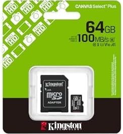 Resim 64GB microSDXC Canvas Select Plus Gen3 100MB/s A1 Card + Adapter 