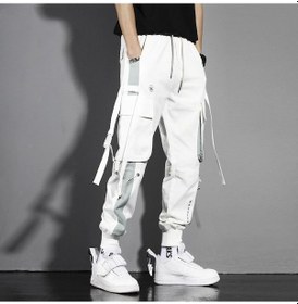 Resim Beyaz Yeni Erkek Tulumları Hip-hop Trendy Dar Kesim Gevşek Erkek Tulumları Beyaz 