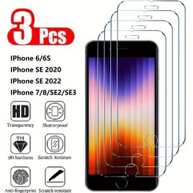 Resim 3 adet iPhone 6 6S 7 8 SE2 SE3 için Koruyucu Cam, iPhone SE 2020 SE 2022 için Ekran Koruyucu Cam Tam Kaplama Değil 