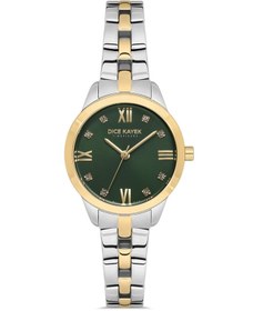 Resim Dice Kayek DK.1.AG1410.06 Taşlı Tasarım Çelik Kordon Çelik Kasa 5 ATM Suya Dayanıklı Metalik-Altın R 