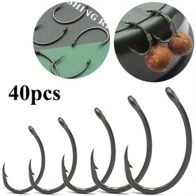 Resim 40 adet Bükülmüş Arka Tıraşlı saç tokası - Karp Balıkçılığı için İdeal, Mikro Kambur ile Bükülmüş Geniş Açıklık, Dayanıklı Paslanmaz Çelik, Tatlısu Balıkçılığı için Mükemmel, Karp Balıkçılığı Malzemeleri|Geniş Açıklık Kançaları|Paslanmaz Çelik saç tokası 