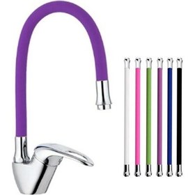 Resim Mix Kuğu Mutfak Evye Bataryası Renkli Oynar Başlıklı Mor 