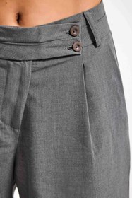 Resim Kadın Gri s6 Baggy Fit Maxi Boy Bermuda Şort - Gri Melanj / M 